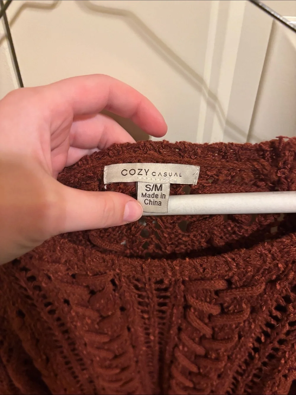Rust Open-Knit Cable Sweater - Picture 2 of 3
